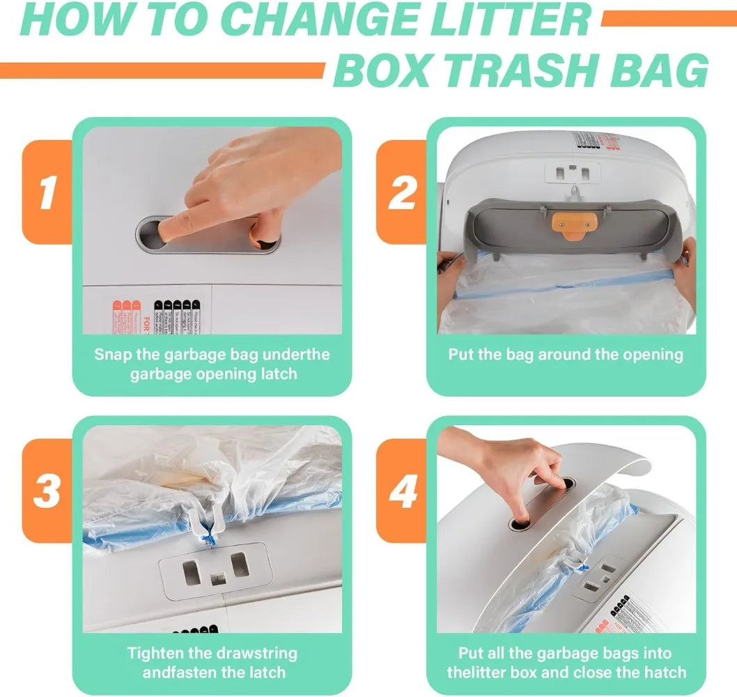 Tonepie Self-Cleaning Cat Litter Box Poop Bags Drawstring Closure for Tonepie Cat Toilet Pet Supplies Only 10 Rolls Garbage Bags