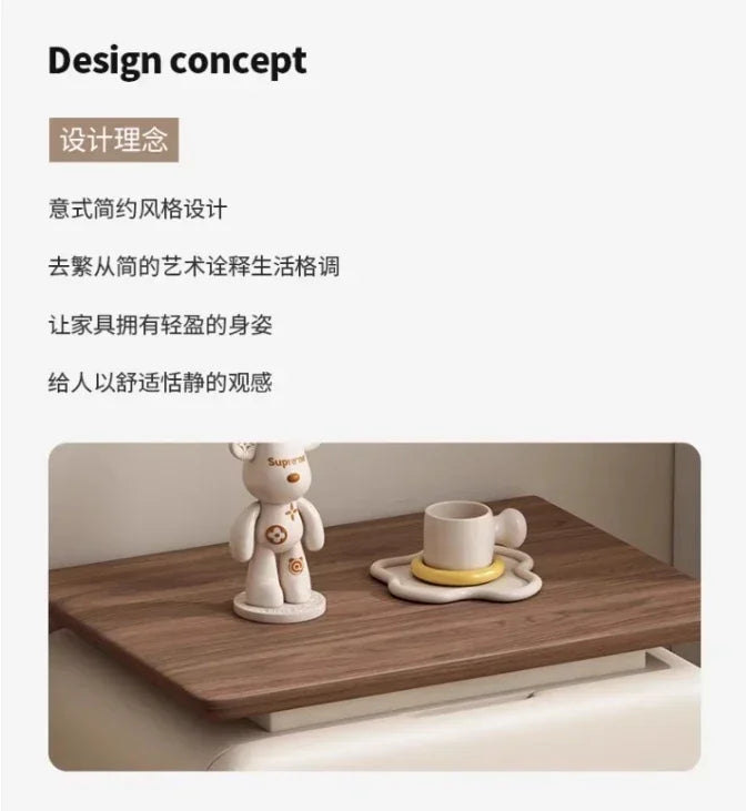 Cream Style Bedside Table Space Saving Nordic Trendy Unique Nightstands Storage Drawers Mesita De Noche Bedroom Furniture