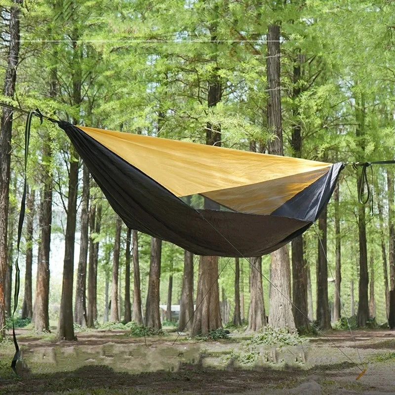 Outdoor 2-in-1 sunshade double-person anti-rollover mosquito-proof hammock, camping quick-opening hammock, with storage hammock