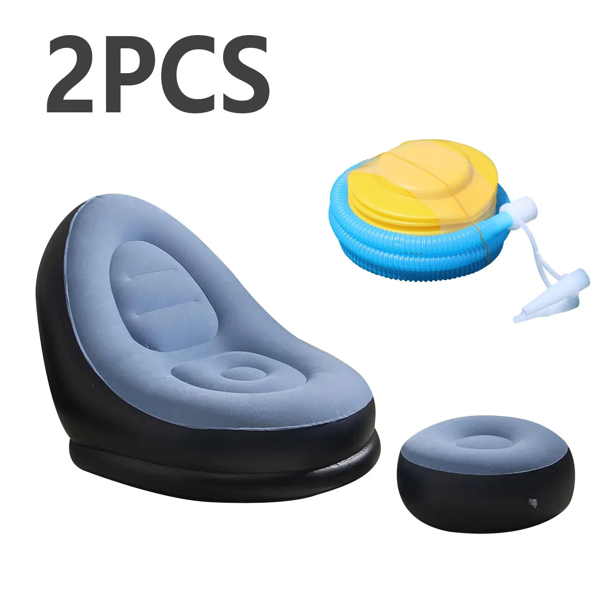 Lazy Sofa Inflatable Chair Folding Recliner (Sofa + Footrest) Outdoor Sofa Bed with Footrest Indoor and Outdoor Portable Folding Air Mattress Nap Leisure Chair Set