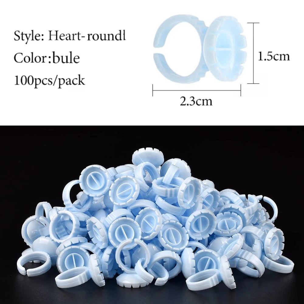 100PCS Glue Rings Lash Rings for Glue, Pigment Rings for Eyelash Extensions Eyelash Glue Holder Lash Glue Ring Smart Cups