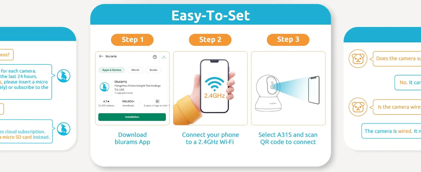 blurams Pet Camera 2K, 360° Indoor Security Camera, Dog Camera with Phone App, PTZ Cameras for Home Security Indoor, 2-Way Audio