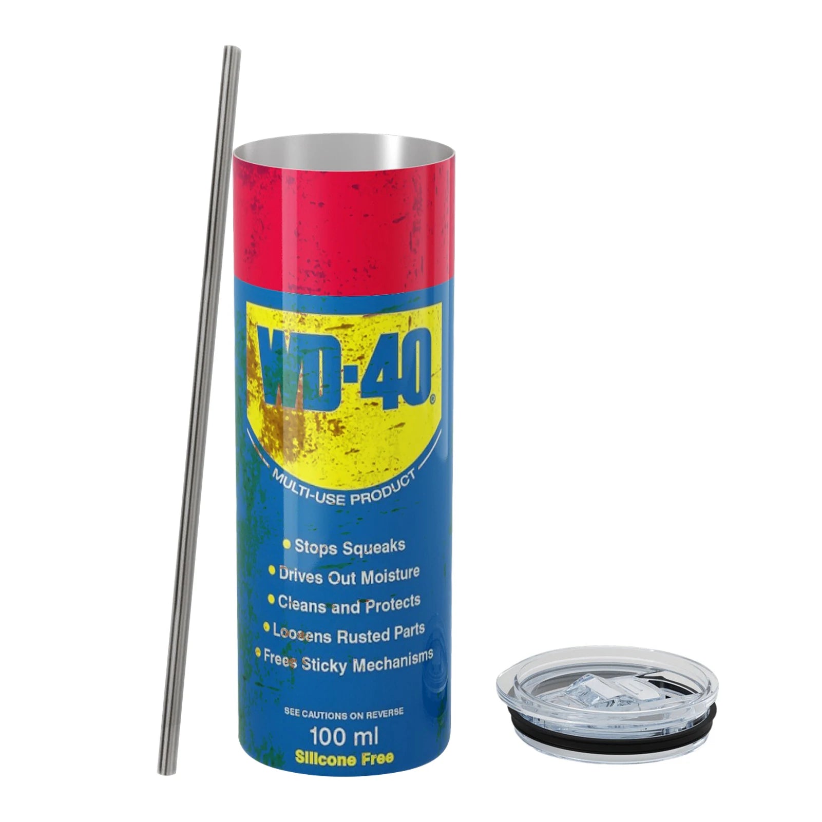 20oz Cups with Straw,Reusable Straw Cup for WD40 Dirty Pattern Thermos,Stainless Steel,Keep Cold,Ice Drinkware for Stanley Cup