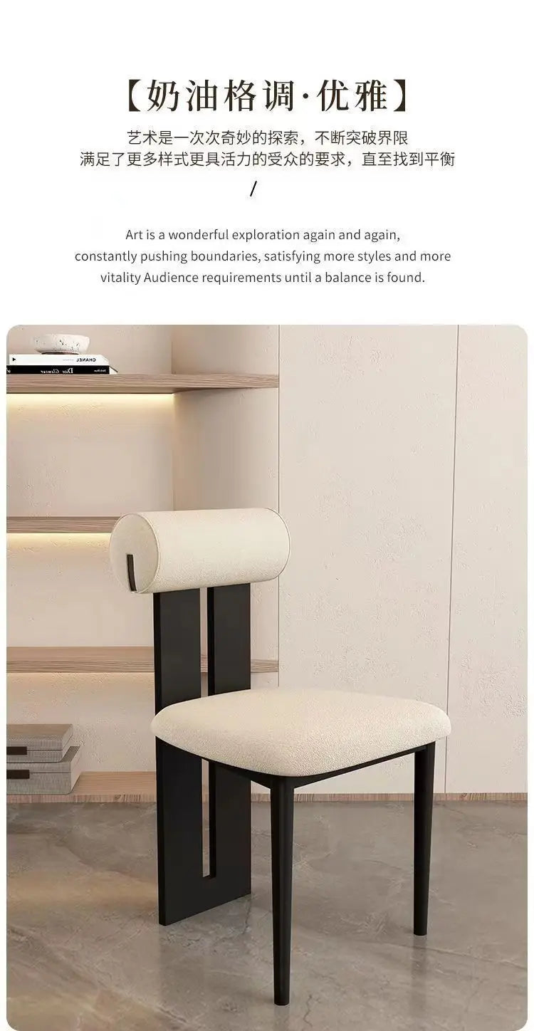 Nordic French Vintage Solid Wood Dining Chair - Mid-Century Retro Backrest Hippo Chair for Home, Living Room & Vanity