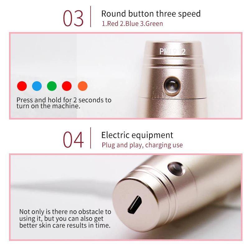 Professional Derma Pen Microneedle Pen With Needles Cartridges Skin Care Device Wireless Microneedling Machine Beauty Tool