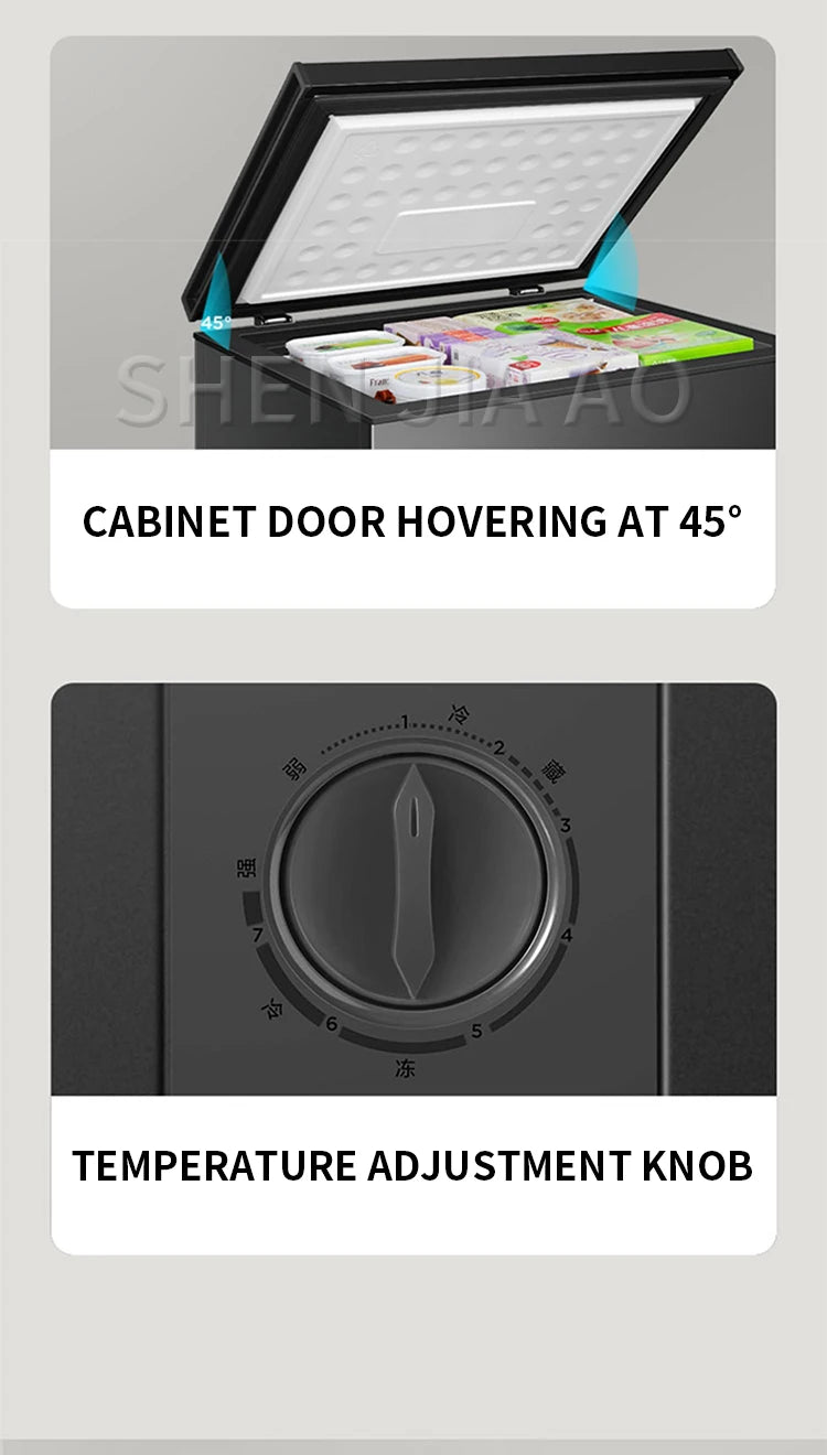 142L Household Freezer 6.8℉to -4℉with Removable Basket Free Standing Top Open Door Compact Freezer 450W Refrigerator For Home