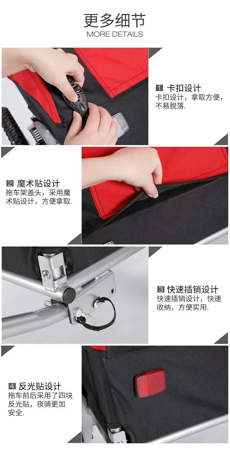 Pet Carrier Bicycle Trailer Outdoor Camping Foldable Load Pull Pet Trailer Hanging Small Pull Truck After Riding Travel Stroller