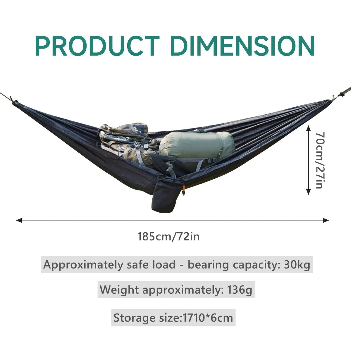 Outdoor 2-in-1 sunshade double-person anti-rollover mosquito-proof hammock, camping quick-opening hammock, with storage hammock