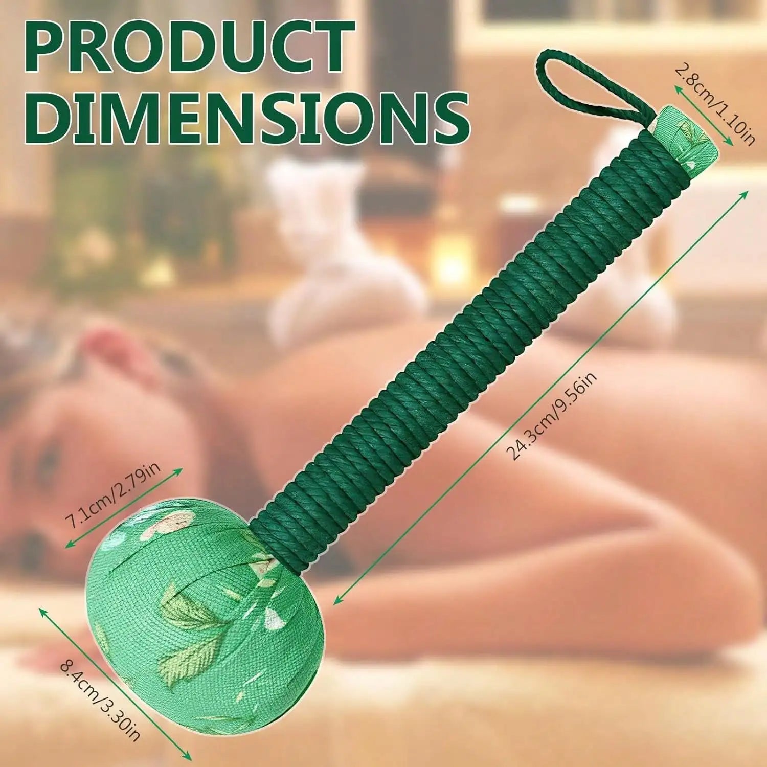 Long-Handled Wormwood Massage Hammer for Lymphatic Drainage - Manual Full Body & Back Relief, Stress Reduction, Nylon Material