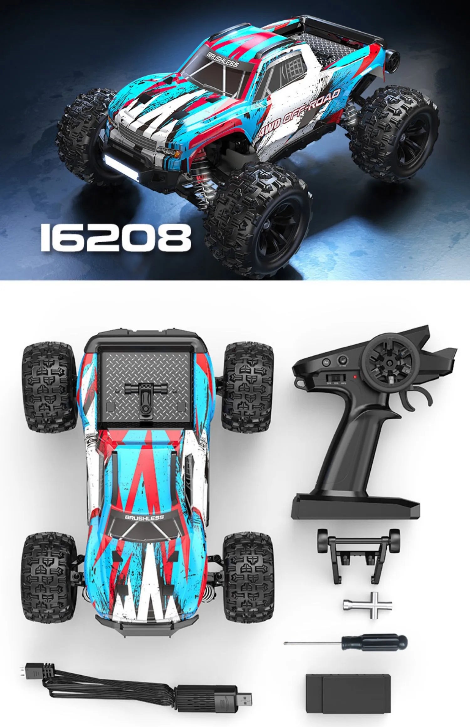 MJX Hyper Go 16207 16208 16210 16210 Remote Control 2.4G 1/16 Brushless RC Hobby Car Vehicle 68KMH 3S High-Speed Off-Road Truck