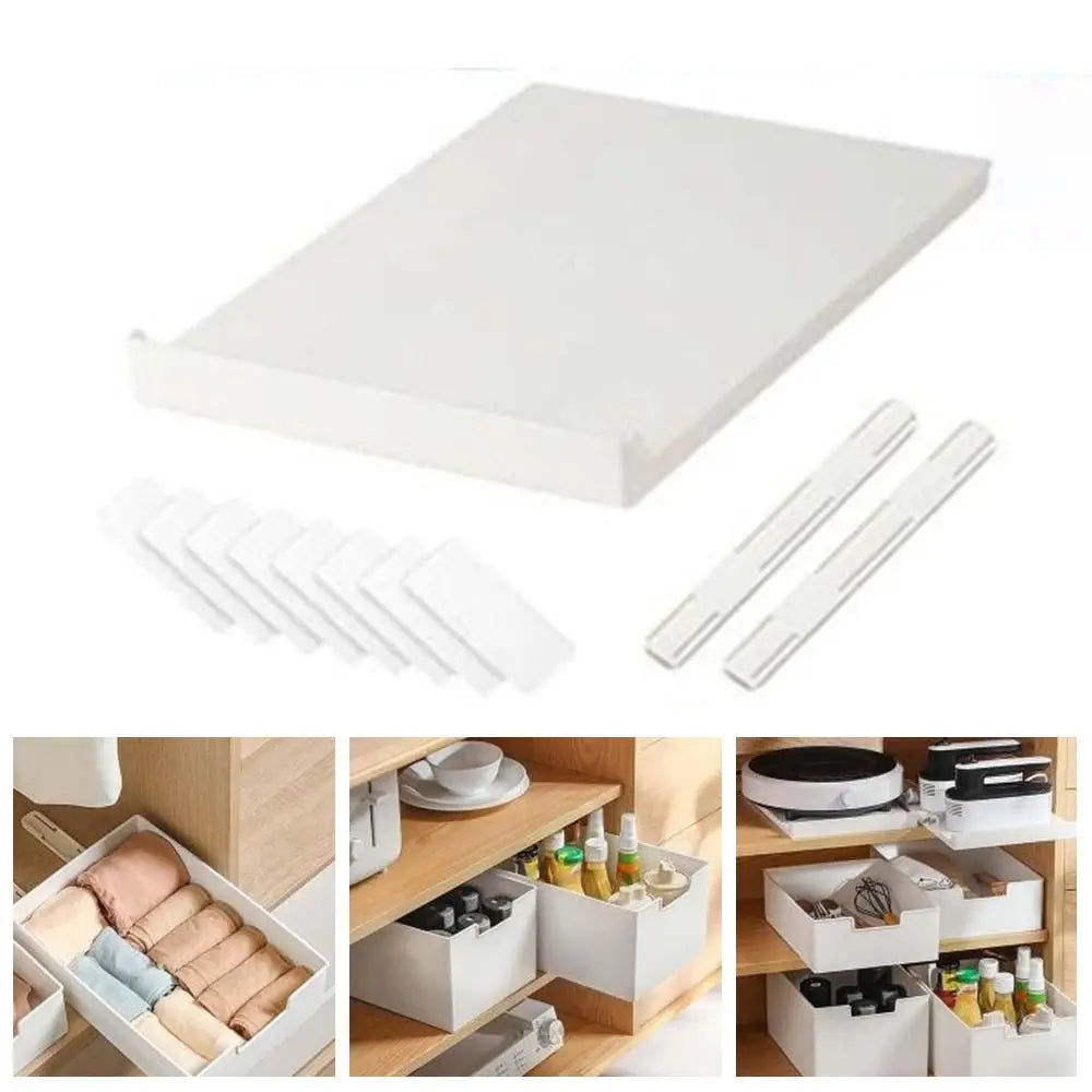 Portable Pull Out Cabinet Drawer Organizer Slide Out Space Saving Storage Shelves Plastic Storage Rack