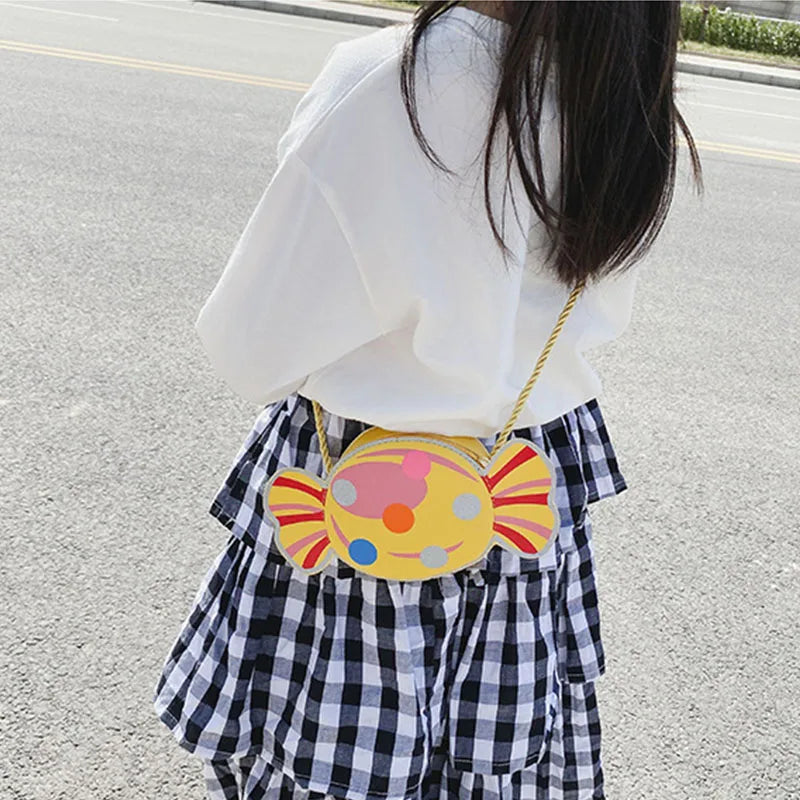 Cute Candy Children Messenger Bag Princess Girl Mini Handbags Pu Leather Coin Purse  Chain Purses Kids Crossbody Shoulder Bags