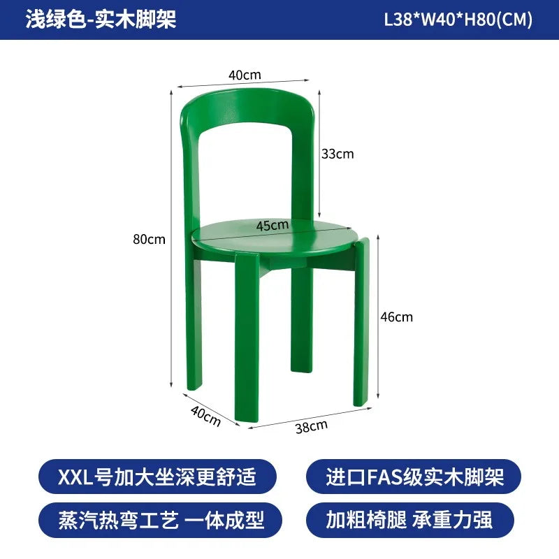 Scandinavian Solid Wood Rey Dining Chairs Steam Bent Technology Ergonomic Bruno Rey Chair Kitchen Furniture Restaurant Chair