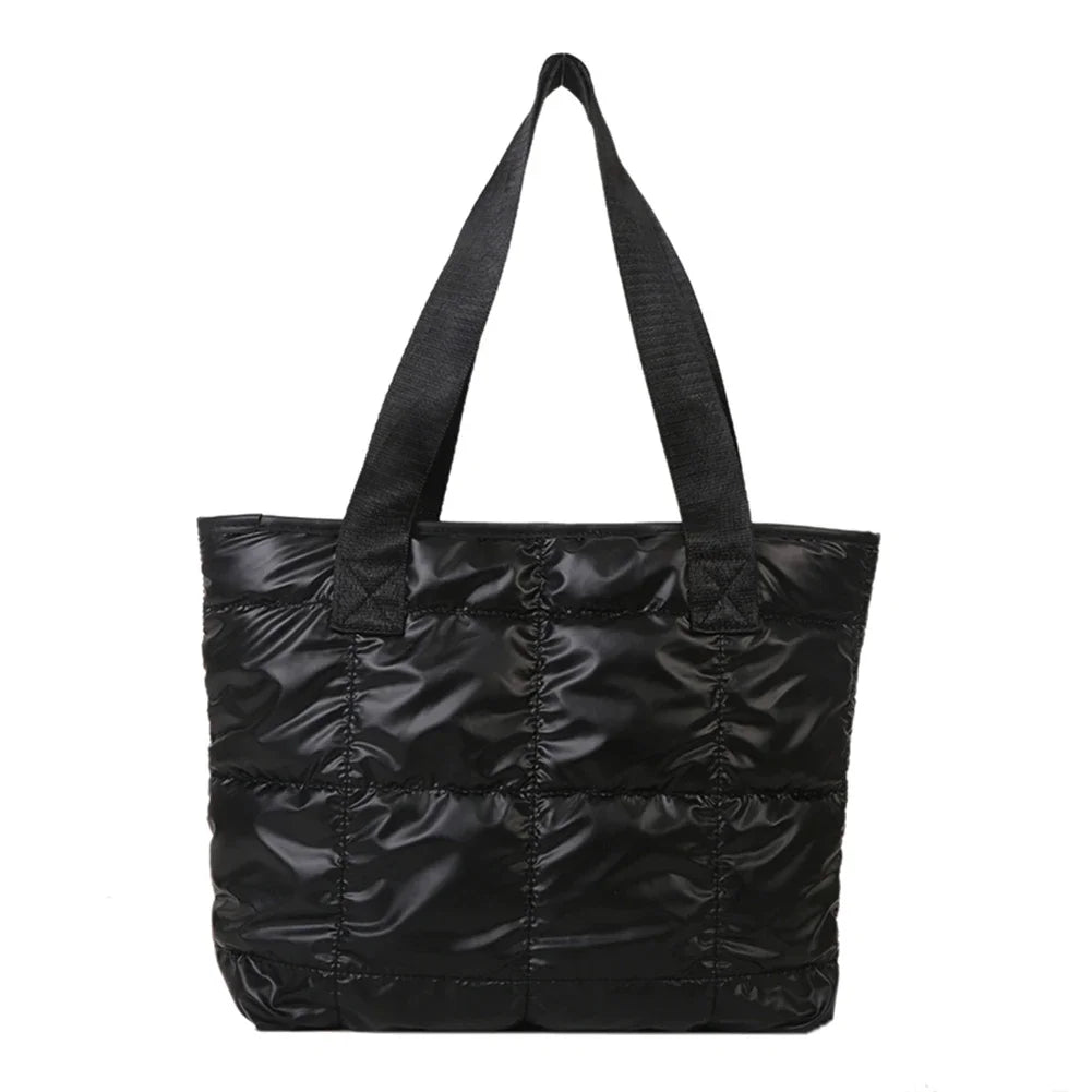 Fashion Ladies Tote Handbags Large Capacity Cotton Padded Shopping Bag Rhombus Portable Handbag Quilted Solid for Leisure Travel