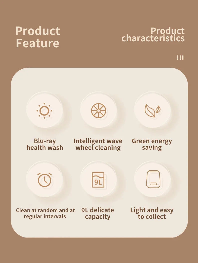 Mini Fully Automatic Portable Washing Machine with Spin Dryer 220V for Underwear Children Clothes