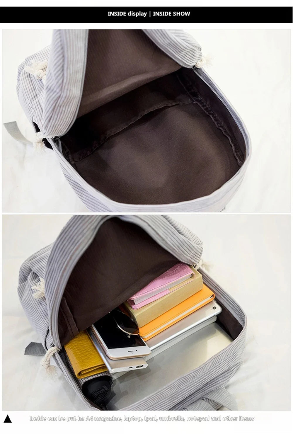 Personalized Corduroy Student Backpack, Anti-Theft Training School Bag for Teens, Unisex Classic Campus Shoulder Bag Knapsack