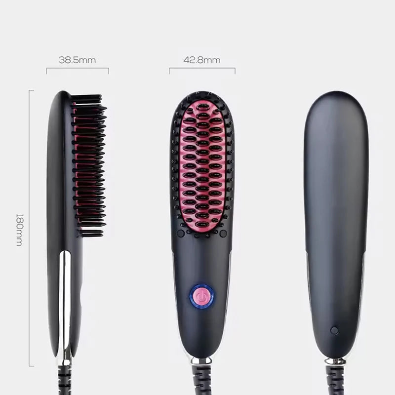 Hot Selling Fast Heating Negative Ion Straight Hair Brush Portable Ceramic Coating Straight Hair Comb Can Straighten Beard
