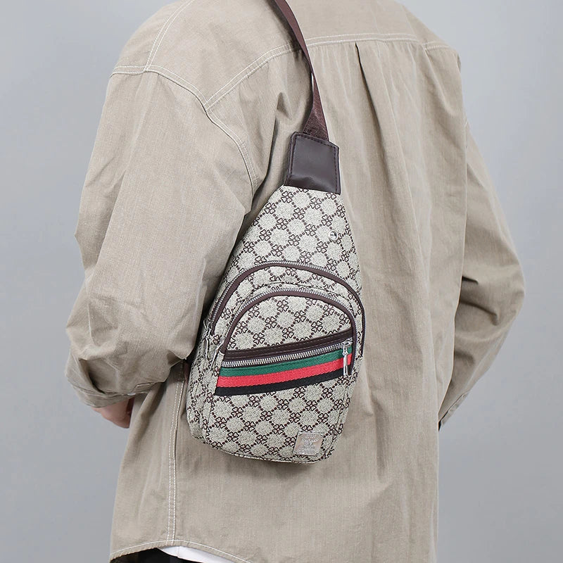 Men's Multifunction Messenger Bag Shoulder Cloth Chest Bags Crossbody Casual Handbag with Earphone Hole