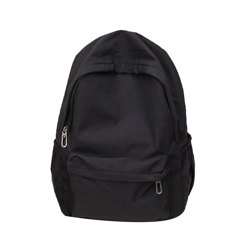 Women Schoolbag Waterproof Large Capacity School Backpack Smooth Zipper Solid Color Teens Girl Casual Daypack Bag Student Supply