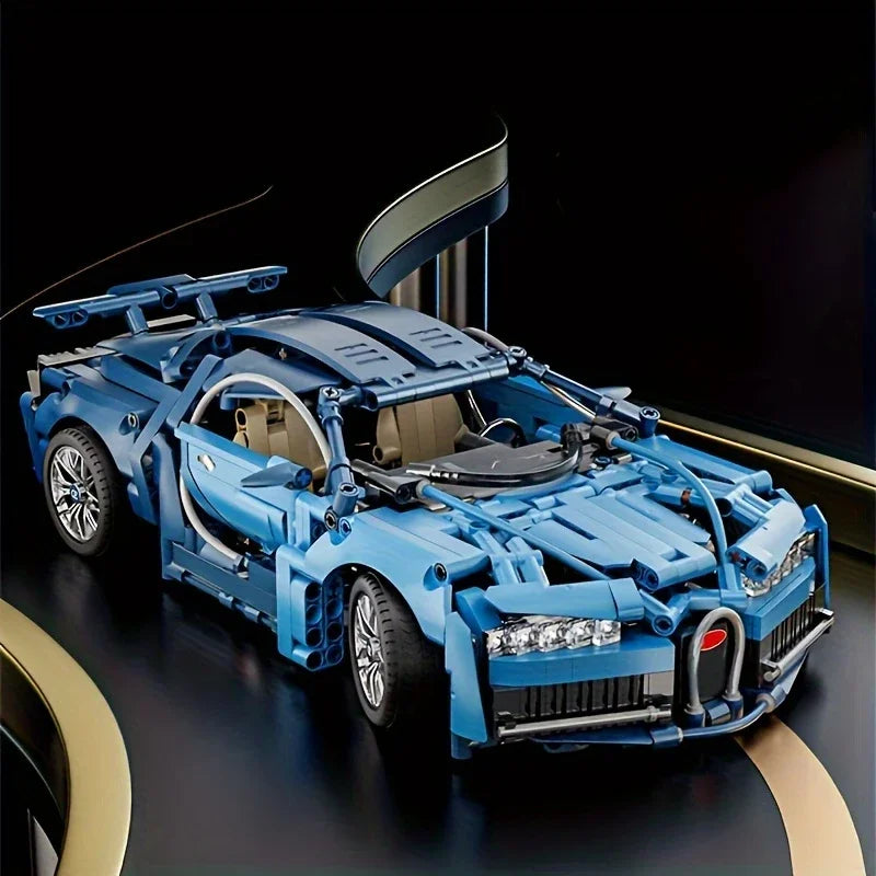 1690 Pieces Blue Sports Car Toy Model - Fashion Design, Cultivate Creativity and Hands-On Ability, Suitable for Daily Entertainment