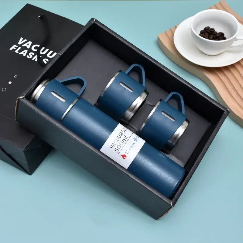 Stainless Steel Vacuum Flask Gift Set Business Style Thermos Bottle Outdoor Travel Insulation Cup for Couple Office Drinkware