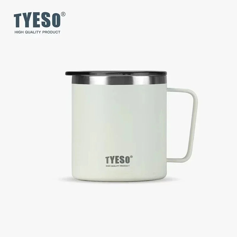 Tyeso 400ML Coffee Cups 304 Stainless Steel Mug with Visual Lid Portable Traveling Home Office Outdoor Water Cup Drinkware Gifts