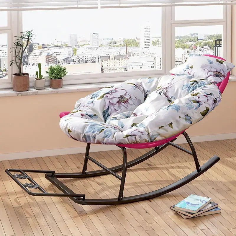 Rocking Recliner Garden Chair Widened Rocking Recliner Rattan Rainbow Rocking Chair Home Living Room Leisure Recliner