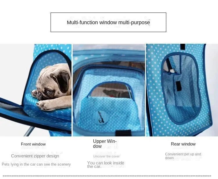 Lightweight Folding Pet Trolley Cat, Dog and Cart Three-wheeled Pet Cart Go Out Cart Supplies Dog Stroller