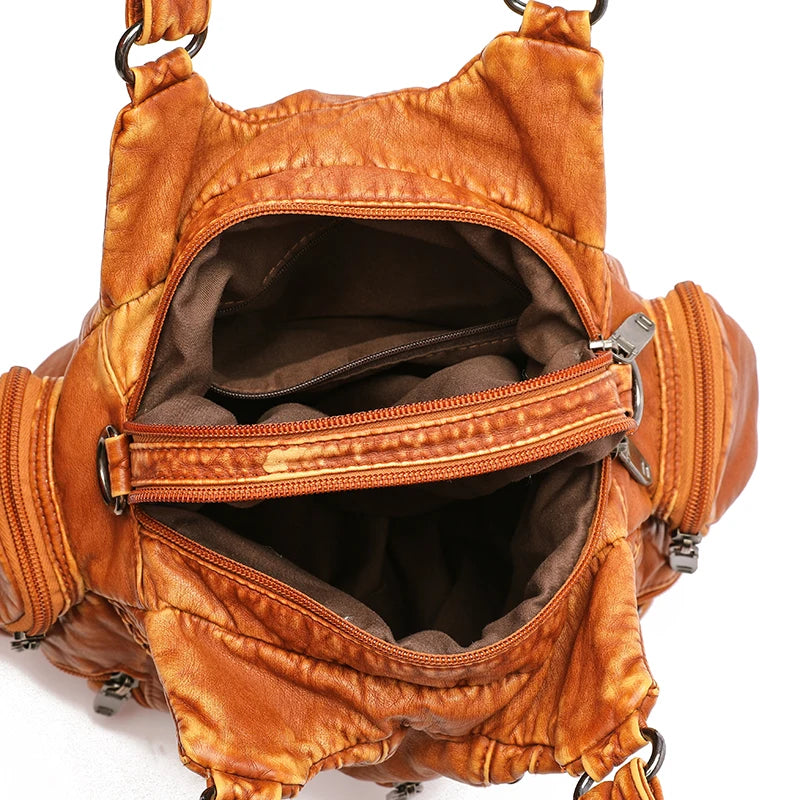 Y2k Women Shoulder Bag Vintage Punk Goth Fashion Designer Leather Tote Bag Large Capacity Rivet Motorcycle Handbag