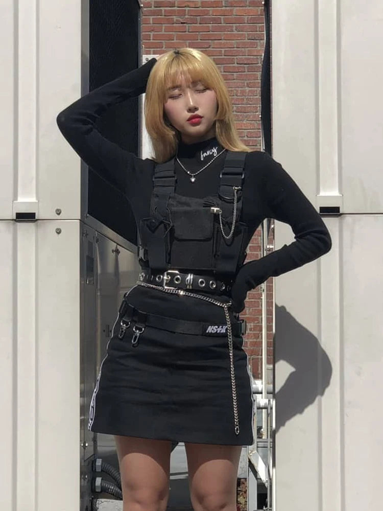 Functional Tactical Chest Bag For Woman Fashion Bullet Hip Hop Vest Streetwear Bags Casual Waist Pack Unisex Black Chest Rig Bag