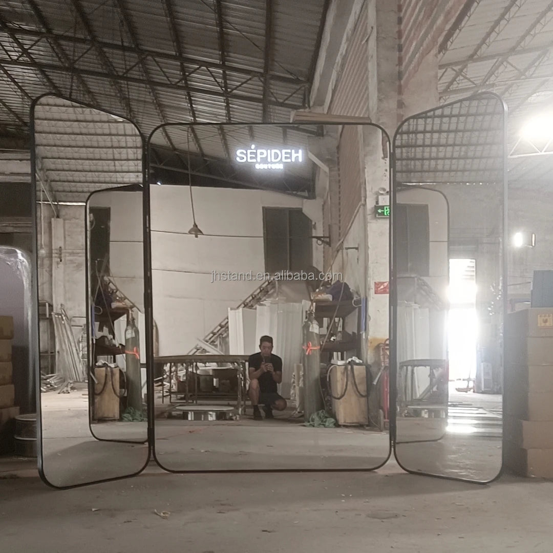 Standing Mirror Luxury Large Floor Mirror Square Round Full Length Mirror for Bridal Shop