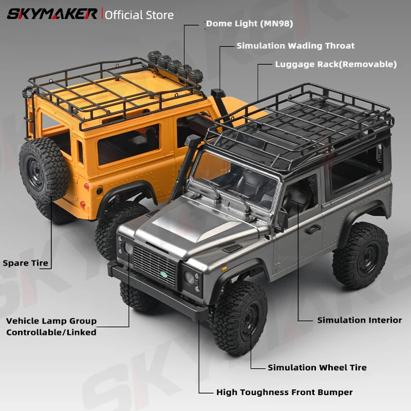 New MN99s MN98 1:12 MN Model RTR Version RC Car 2.4G 4WD RC Rock Crawler Defender Remote Control Car 1/12 RC Truck Cars Toys