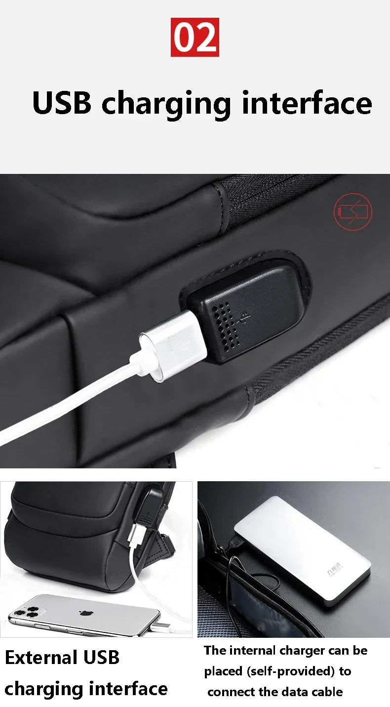 Men's anti-theft chest bag, multifunctional USB crossbody bag, travel sling bag, crossbody bag
