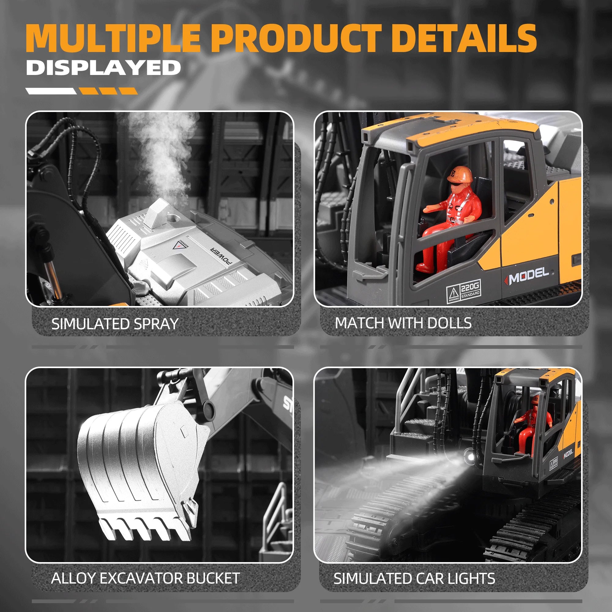 ZWN 1/16 1/20 Remote Control Excavator Dump Truck RC Model Car Toy Professional Alloy Simulation Construction Vehicle for Kids