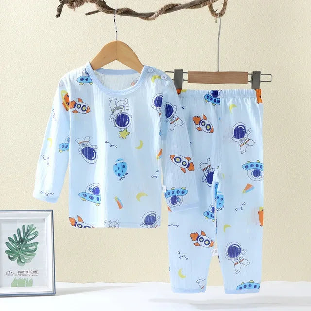 Children Sets Cotton Kids Clothes Long/Short Sleeve Home  Sleepwear Children's Clothing Boy Girl Autumn winter Tops Pants Suits