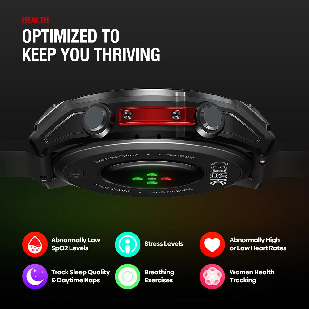 NEW Zeblaze Stratos 4 GPS Smart Watch 1.43 AMOLED Display Built-in Compass Barometric Altimeter Flashlight Voice Call Smartwatch