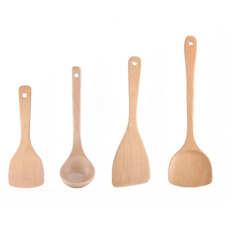 Lacquerless wooden spatula non-stick pan special high temperature household long handle wooden spoon solid wood kitchen utensils