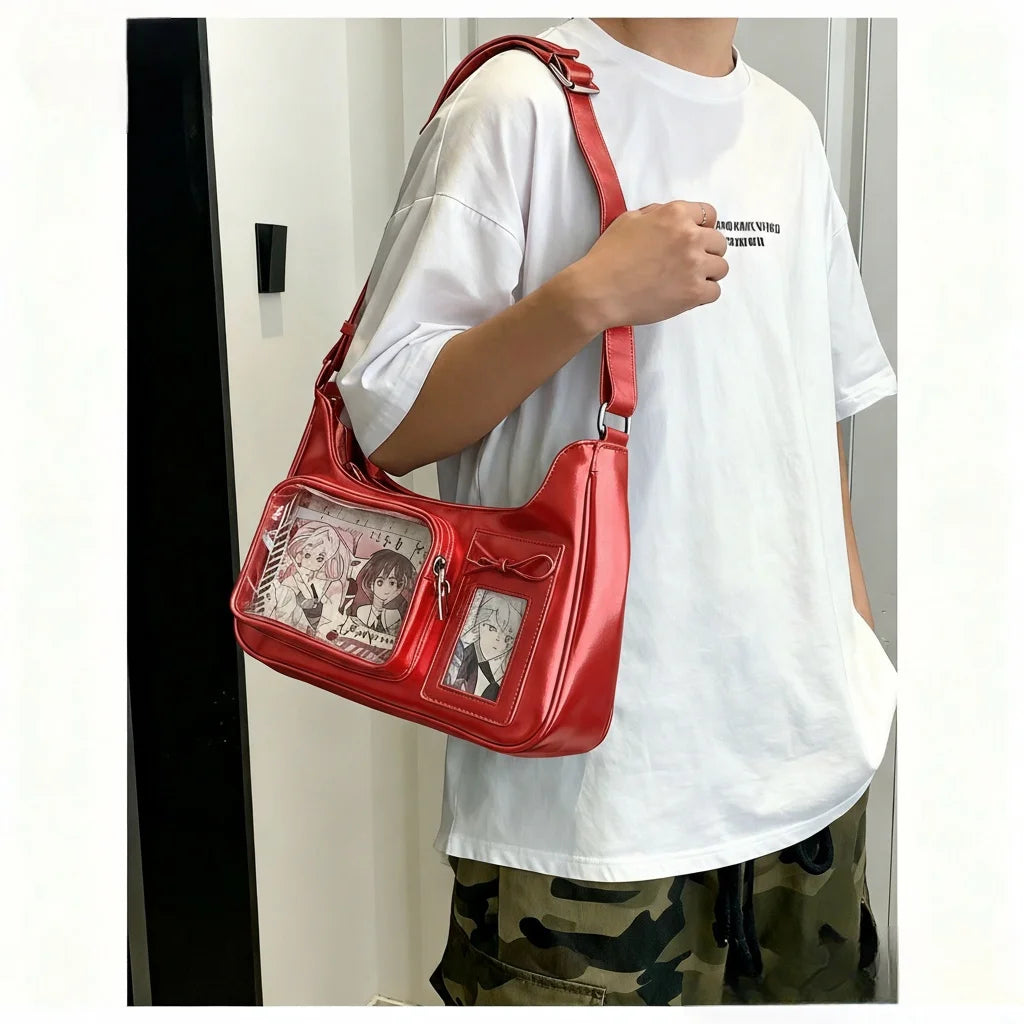 Y2k Harajuku Shoulder Bag Women Korean Transparent Ita Bag School Crossbody Bag Female Japanese Designer Preppy Handbag Purse
