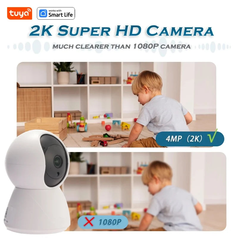 USB 4MP Indoor Camera,2K Security Camera for Baby Monitor,PTZ Wifi Cameras for Home Security,Pet Camera Works with Tuya