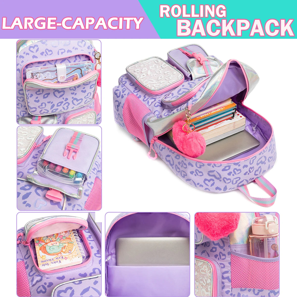 Meetbelify Backpack for Girls Schoolbag Aesthetic Backpack for Elementary Student Teen Girls Bookbag with Lunchbox and Penbag