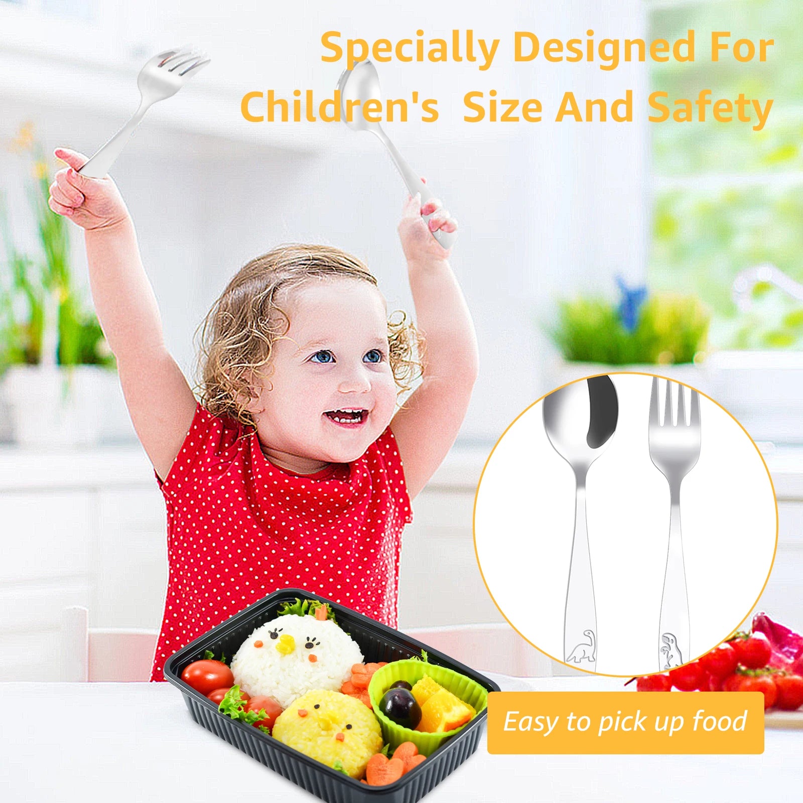 10/20Pcs Toddler Silverware Set Stainless Steel Kids Utensil Set Including Spoon and Fork Children Silverware for Party Holiday