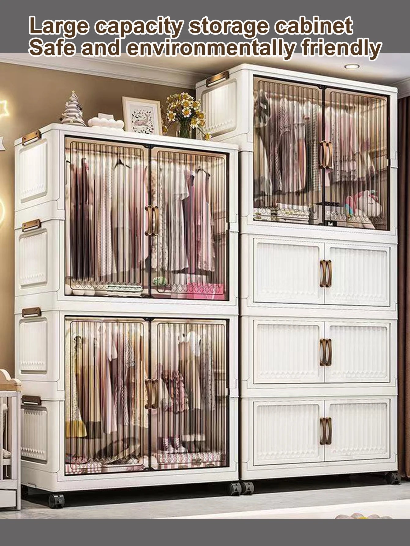 70/80cm Length Multifunction Folding Locker Large Capacity Dustproof Wardrobe Sundries Cabinet Closet Organizer