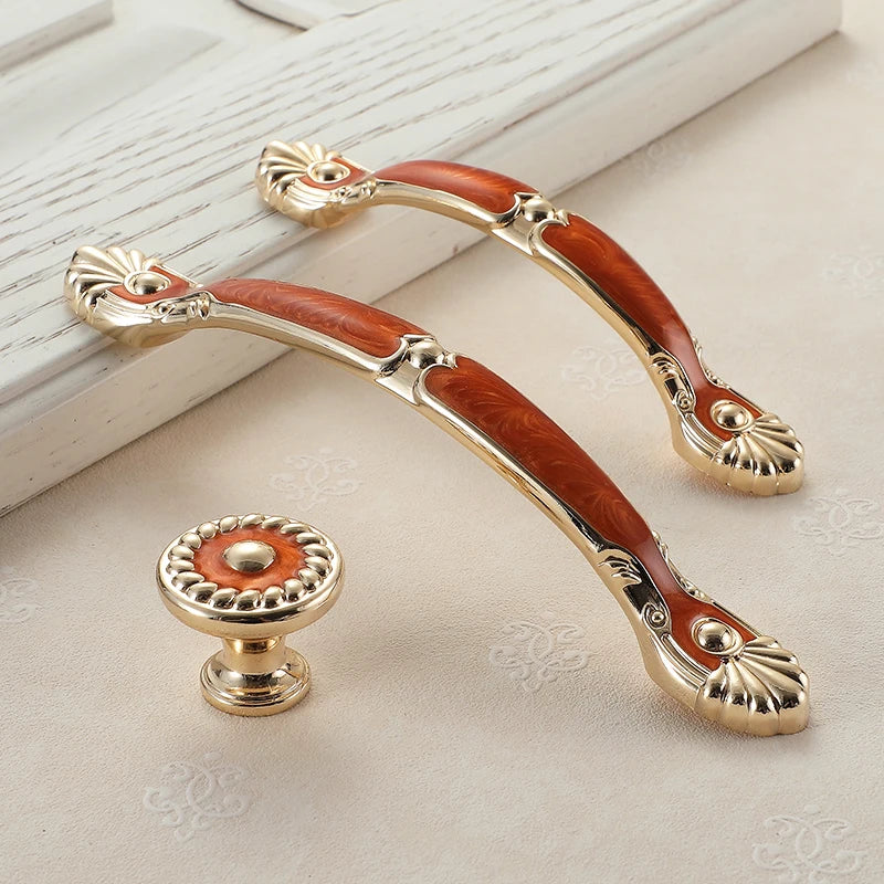 YM Red Amber Cabinet Handles Drawer Knobs for Kitchen Dressers Closets Wardrobe - Furniture Storage Door Pulls