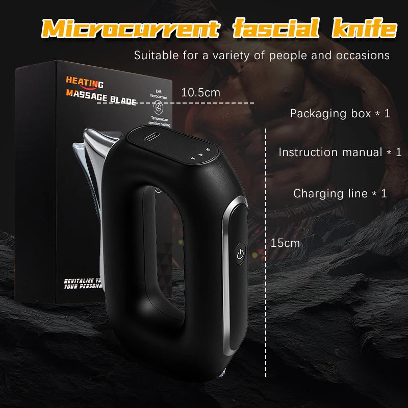 EMS Electric Fascia Scraper Micro Current Compression Muscle Vibration Relaxation Massager Body Lifting Scraper Massage Knife