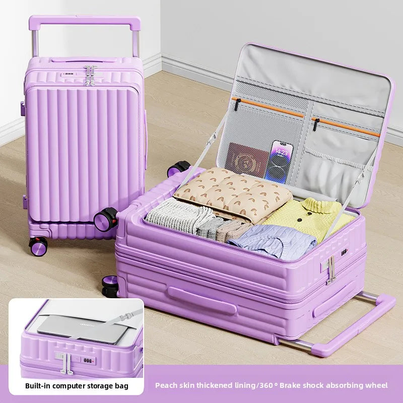 COLENARA Side Opening Suitcase 20"24"26 Inch Women's Boarding Box Men's Large Capacity Cart Case Cart Style Travel Luggage