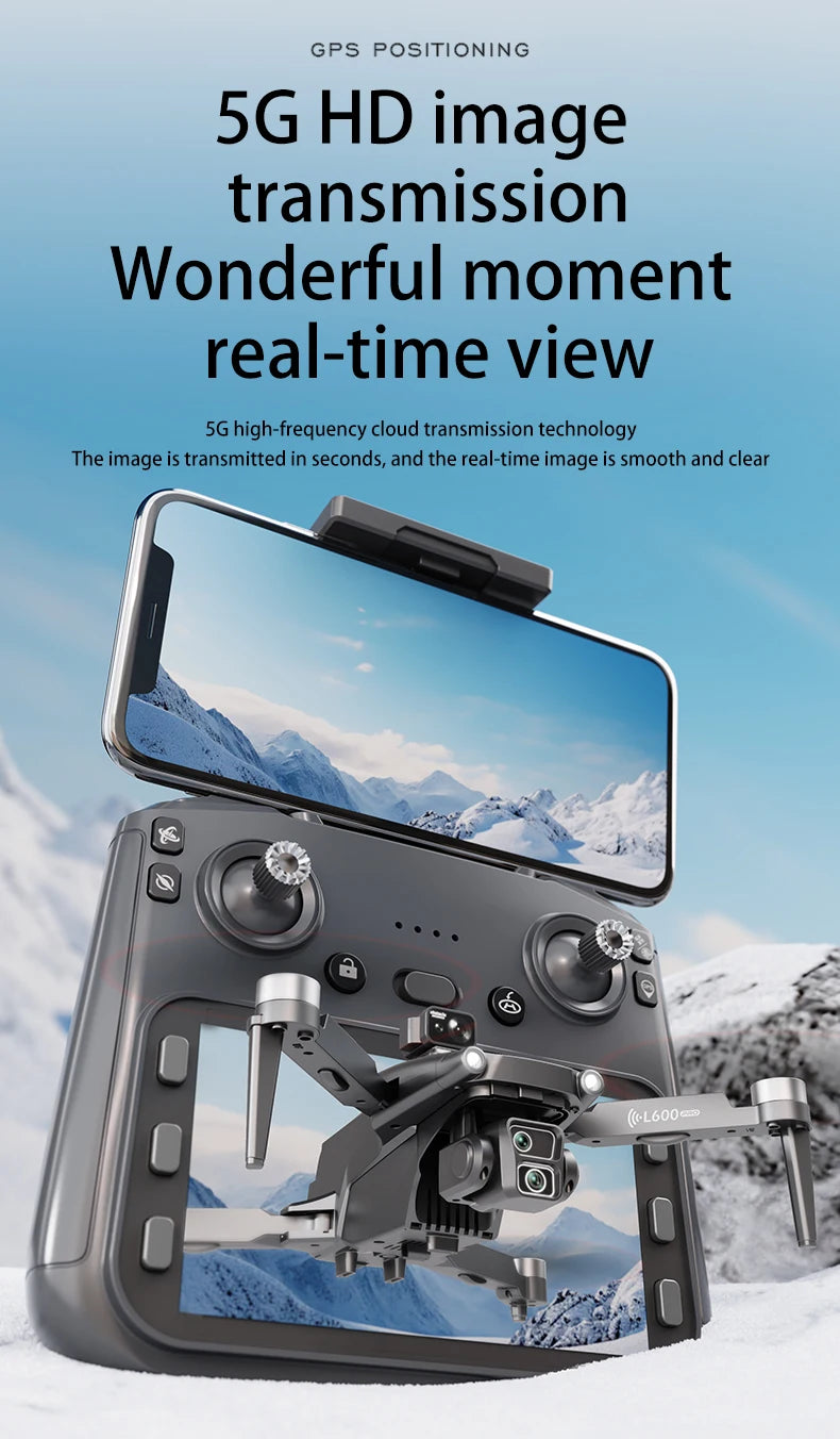 L600-1 Pro GPS Drone 4K Professional HD Dual Camera With Screen 5G WIFI 360°Obstacle Avoidance Brushless Rc Quadcopter Drone