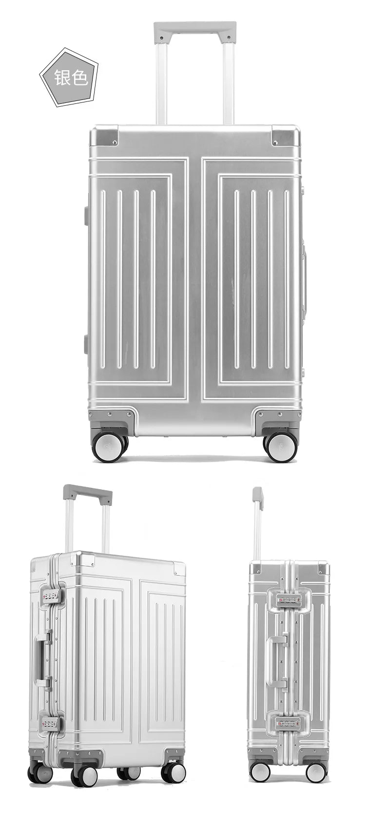 20/24/26/28 Inch Aluminum Suitcase Alloy Trolley Case 30 inch Large Capacity Rolling Luggage Travel Suitcase with Wheels