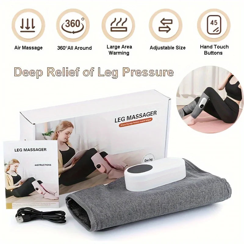1/2 Leg Massager for Round Calf Push, 3 Intensities, 3 Heat Levels, Air Compression Massager, Heat Leg Massager