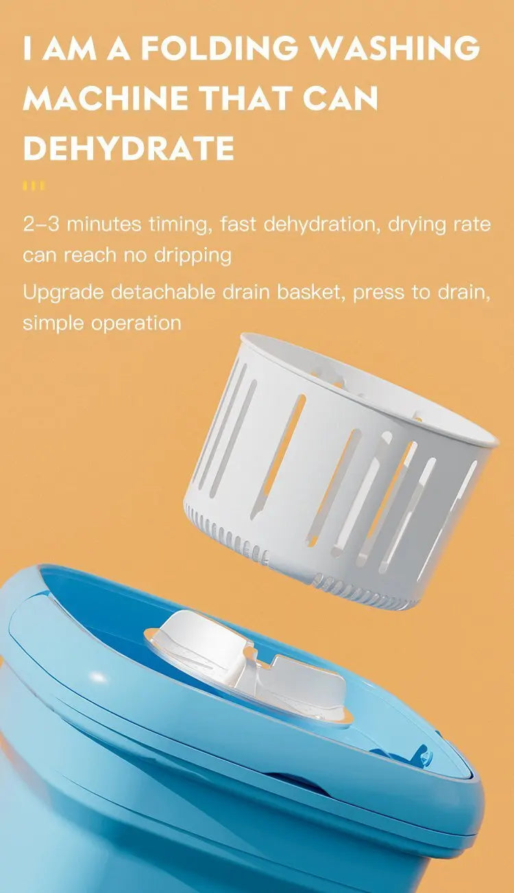 Portable folding washing machine With Spin Dryer Household Automatic Blue Light Sterilization Mini Underwear Laundry Washer