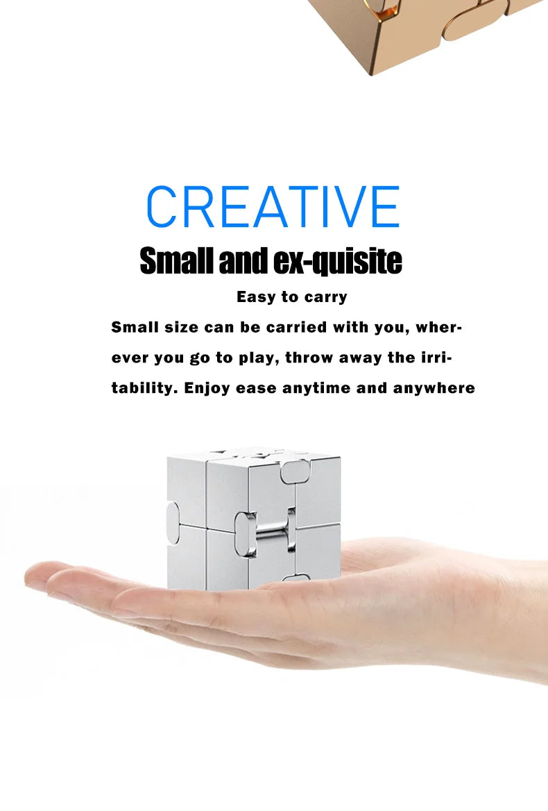 Upgraded Fashion Metal Cube - Anti-Anxiety Decompression Toy, Brain Teaser Game for ADHD, Creative Office Desk Gadget fidget toy